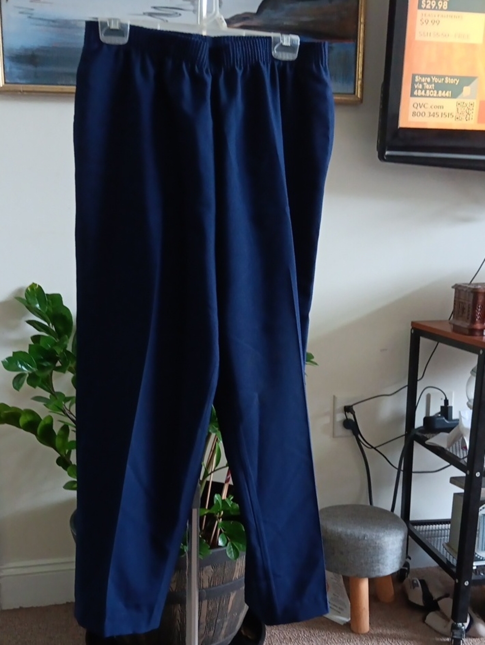 KR Essentials Women's Elastic-Waist Pants in Navy